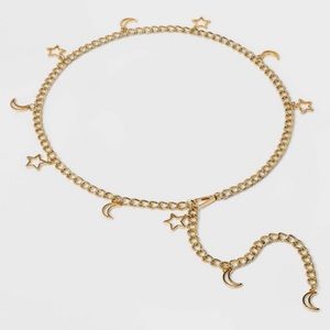 Wild Fable Women’s adjustable star and moon gold chain belt